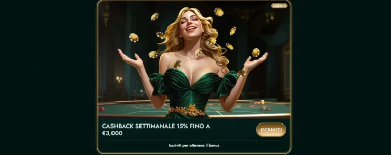 Cashback Settimanale 15% Fino a €3,000